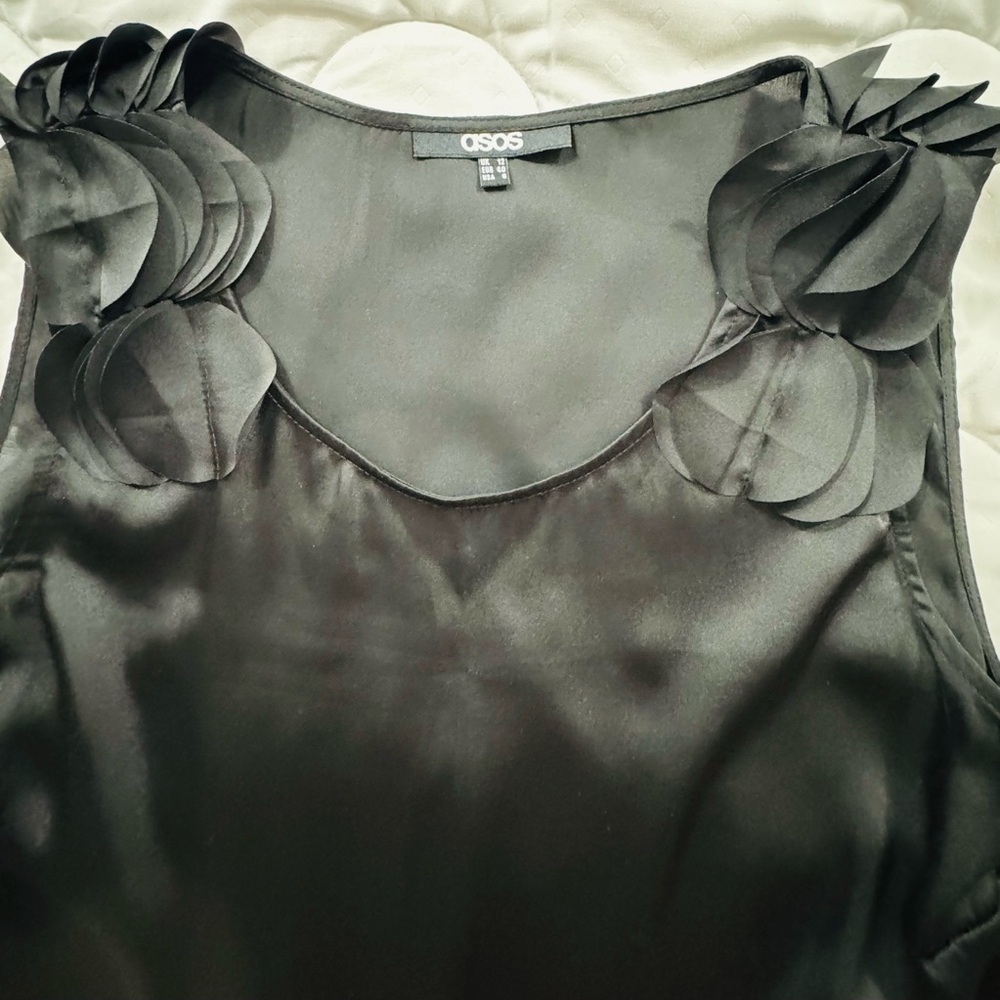 ASOS Black Ruffle Hem Mini Dress - Picture 8 of 11